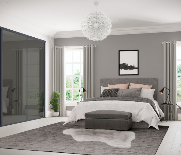 Image of GREY MIRROR sliding wardrobe doors